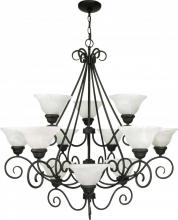 Nuvo 60/377 - Castillo - 12 Light - 38" - Chandelier - 3 Tier w/ Alabaster Swirl Glass