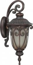 Nuvo 60/3922 - 1-Light Large Outdoor Wall Lantern (Arm Down) with Photocell in Burlwood Finish with Frosted Wheat