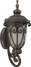 Nuvo 60/3923 - 1-Light Medium Outdoor Wall Lantern (Arm Up) with Photocell in Burlwood Finish with Frosted Wheat