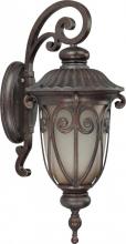 Nuvo 60/3924 - 1-Light Medium Outdoor Wall Lantern (Arm Down) with Photocell in Burlwood Finish with Frosted Wheat