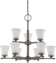 Nuvo 60/4019 - 9-Light 2-Tier Large Chandelier in Aged Pewter Finish with Frosted Etched Glass