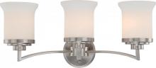 Nuvo 60/4103 - 3-Light Vanity Light Fixture in Brushed Nickel Finish with White Satin Glass