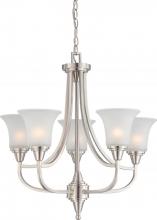 Nuvo 60/4146 - Surrey - 5 Light Chandelier with Frosted Glass - Brushed Nickel Finish