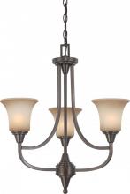 Nuvo 60/4165 - 3-Light Chandelier in Vintage Bronze Finish with Auburn Beige Glass