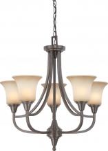 Nuvo 60/4166 - 5-Light Chandelier in Vintage Bronze Finish with Auburn Beige Glass