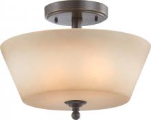 Nuvo 60/4171 - 3-Light Semi Flush Mount Ceiling Light in Vintage Bronze Finish with Auburn Beige Glass