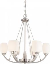 Nuvo 60/4186 - Helium - 6 Light Chandelier with Satin White Glass - Brushed Nickel Finish