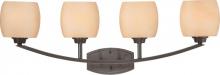 Nuvo 60/4204 - 4-Light Vanity Light Fixture in Vintage Bronze Finish with Cream Beige Glass