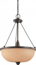 Nuvo 60/4207 - 3-Light Hanging Pendant Light Fixture in Vintage Bronze Finish with Cream Beige Glass