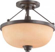 Nuvo 60/4208 - 2-Light Semi Flush Mount Ceiling Light in Vintage Bronze Finish with Cream Beige Glass