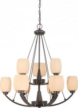 Nuvo 60/4209 - Helium - 9 Light Two Tier Chandelier w/ Cream Beige Glass