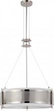 Nuvo 60/4333 - 4-Light Round Pendant Light Fixture in Polished Nickel Finish with Slate Gray Shade/Frosted Diffuser