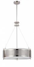 Nuvo 60/4443 - Diesel - 4 Light Round Pendant with Slate Gray Fabric Shade - Polished Nickel Finish