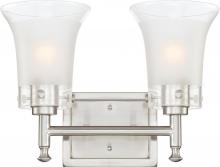 Nuvo 60/4522 - 2-Light Vanity Fixture in Brushed Nickel Finish with Clear Outer & Frosted Inner Glass