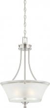 Nuvo 60/4526 - 3-Light Pendant Hanging Light Fixture in Brushed Nickel Finish with Clear Outer & Frosted Inner