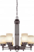 Nuvo 60/4605 - Wright - 6 Light Chandelier w/ Amaretto Glass