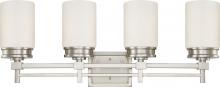 Nuvo 60/4704 - 4-Light Vanity Light Fixture in Brushed Nickel Finish with White Satin Glass