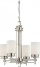 Nuvo 60/4707 - 4-Light Brushed Nickel Chandelier with White Satin Glass