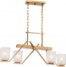 Nuvo 60/5083 - Timone - 4 Light Trestle with Etched Sandstone Glass; Vintage Brass Finish