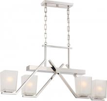 Nuvo 60/5093 - Timone - 4 Light Trestle with Etched Sandstone Glass; Polished Nickel Finish