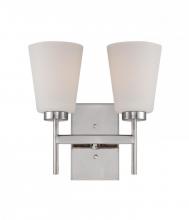 Nuvo 60/5212 - 2-Light Wall Mounted Vanity Light in Polished Nickel Finish with White Satin Glass