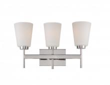 Nuvo 60/5213 - 3-Light Wall Mounted Vanity Light in Polished Nickel Finish with White Satin Glass