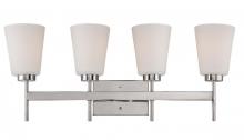 Nuvo 60/5214 - 4-Light Wall Mounted Vanity Light in Polished Nickel Finish with White Satin Glass