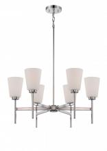 Nuvo 60/5216 - 6-Light Polished Nickel Chandelier with White Satin Glass