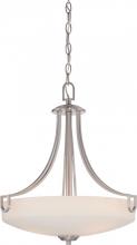 Nuvo 60/5294 - 3-Light Pendant Light Fixture in Brushed Nickel with Etched Opal Glass