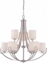 Nuvo 60/5299 - 9-Light 2-Tier Chandelier in Brushed Nickel with Etched Opal Glass