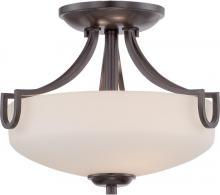 Nuvo 60/5397 - 2-Light Semi Flush Light Fixture in Georgetown Bronze Finish with Etched Opal Glass