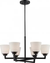 Nuvo 60/5556 - Mobili - 6 Light Chandelier with Satin White Glass - Aged Bronze Finish