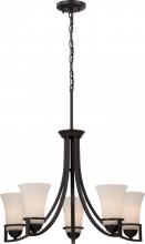 Nuvo 60/5585 - 5-Light Chandelier in Sudbury Bronze Finish with Satin White Glass