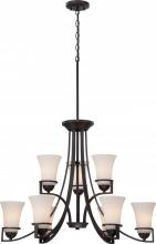 Nuvo 60/5589 - 9-Light 2-Tier Chandelier in Sudbury Bronze Finish with Satin White Glass