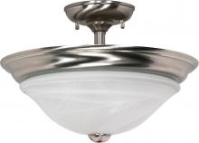 Nuvo 60/589 - 2-Light Dome Semi Flush Ceiling Light Fixture in Brushed Nickel Finish with Alabaster Glass