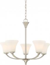 Nuvo 60/6205 - Fawn - 5 Light Chandelier with Satin White Glass - Brushed Nickel Finish