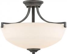 Nuvo 60/6369 - Chester - 2 Light Semi Flush with White Glass - Iron Black with Brushed Nickel Accents