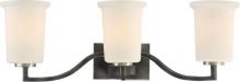 Nuvo 60/6373 - Chester - 3 Light Vanity with White Glass - Iron Black with Brushed Nickel Accents