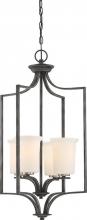 Nuvo 60/6376 - Chester - 4 Light Foyer with White Glass - Iron Black with Brushed Nickel Accents