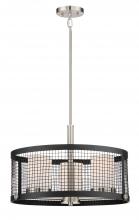 Nuvo 60/6453 - Pratt - 3 Light Pendant with White Glass - Black Finish with Brushed Nickel Accents