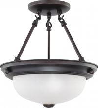 Nuvo 62/1016 - 2 Light - LED 11" Semi-Flush Fixture - Mahogany Bronze Finish - Frosted Glass - Lamps Included