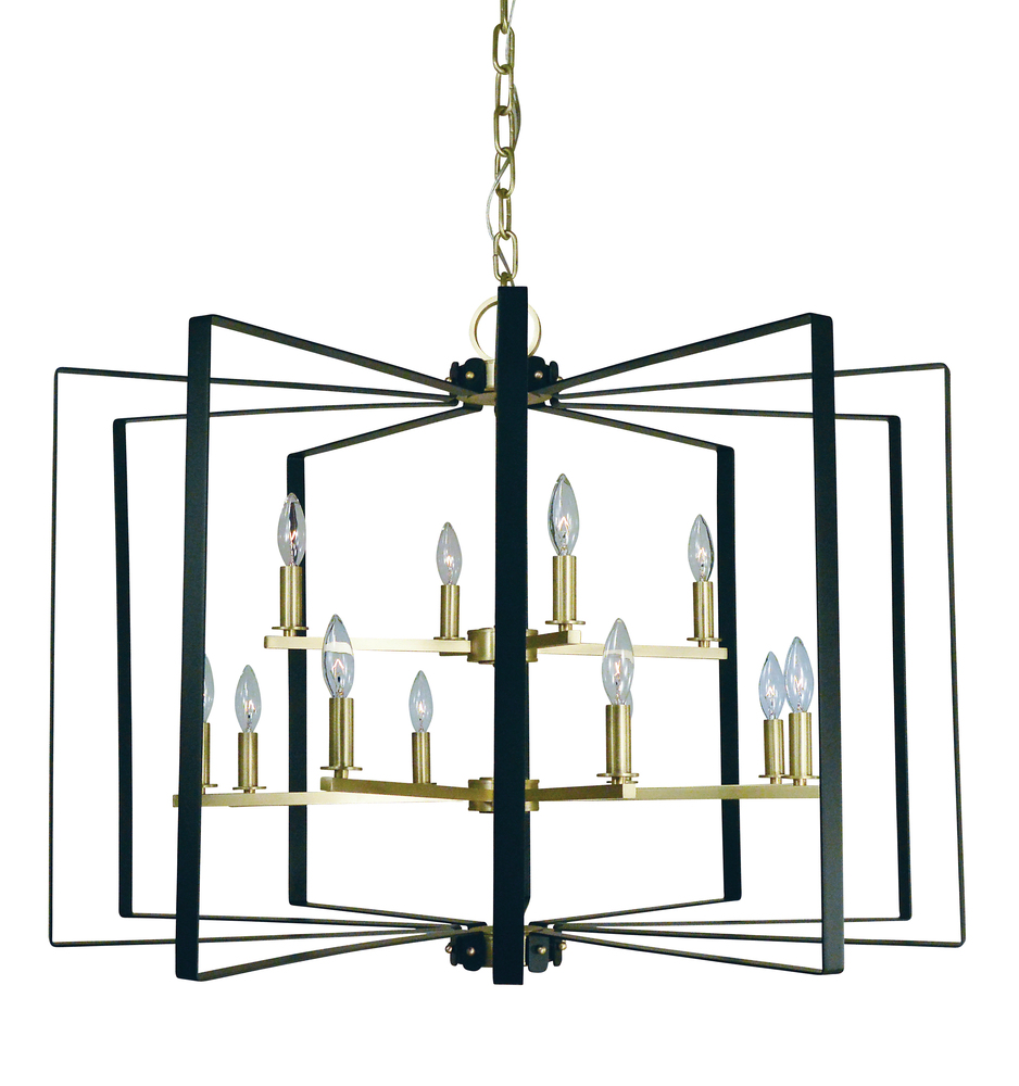 12-Light Satin Brass/Matte Black Camille Chandelier