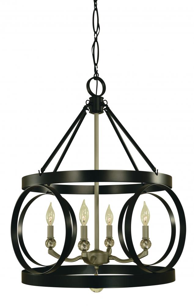 4-Light Matte Black/Satin Pewter Amelia Dining Chandelier