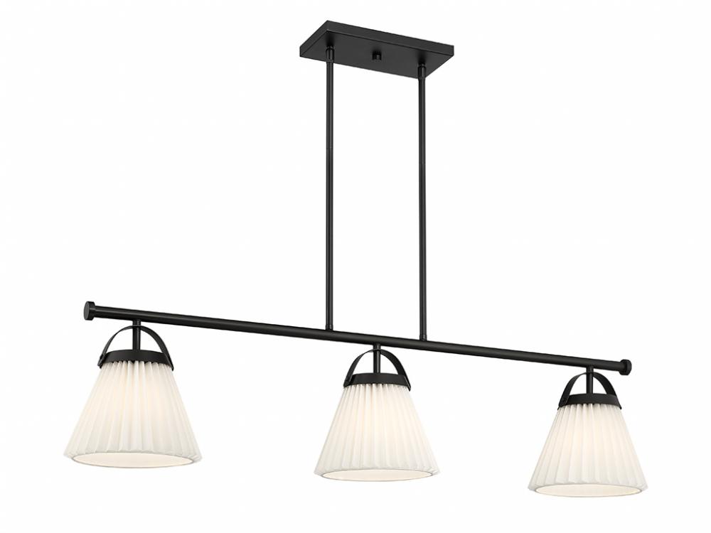 3-Light Linear Chandelier in Matte Black