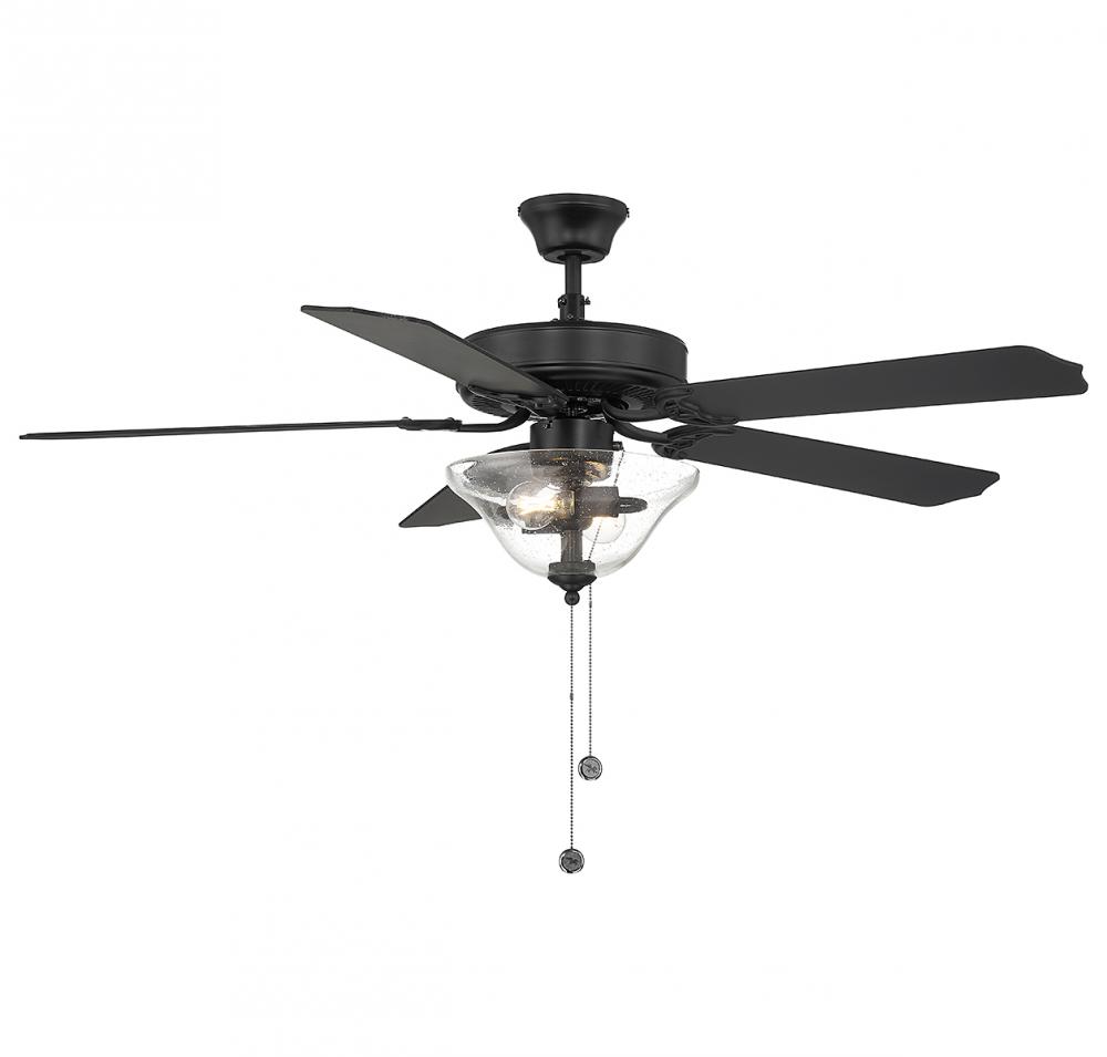 52" 2-Light Ceiling Fan in Matte Black