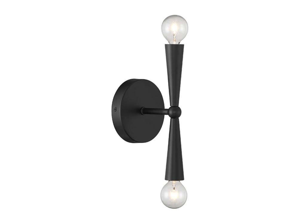 2-Light Wall Sconce in Matte Black