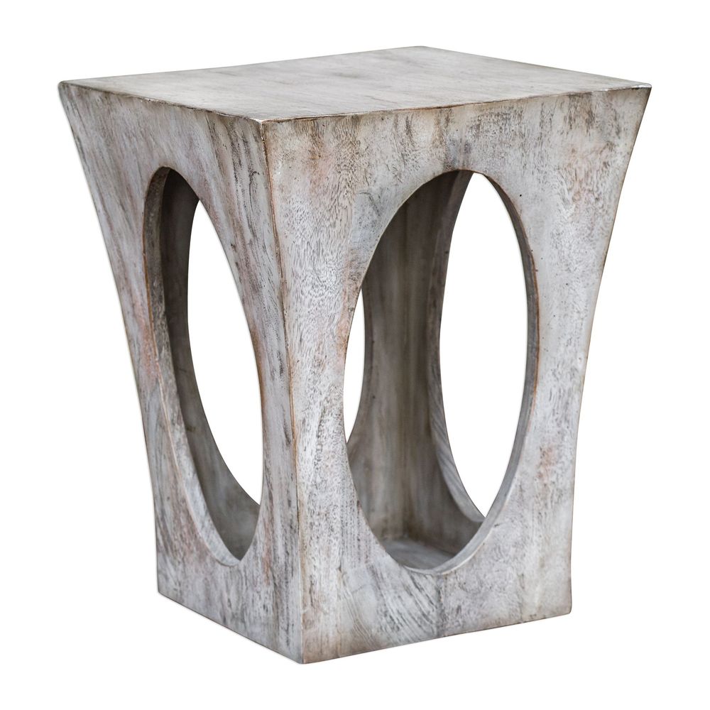 Uttermost Vernen Aged White Side Table