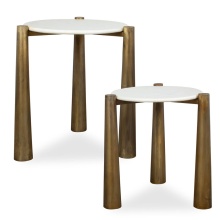 Uttermost 50336 - Uttermost Claridge White Marble Nesting Tables Set/2
