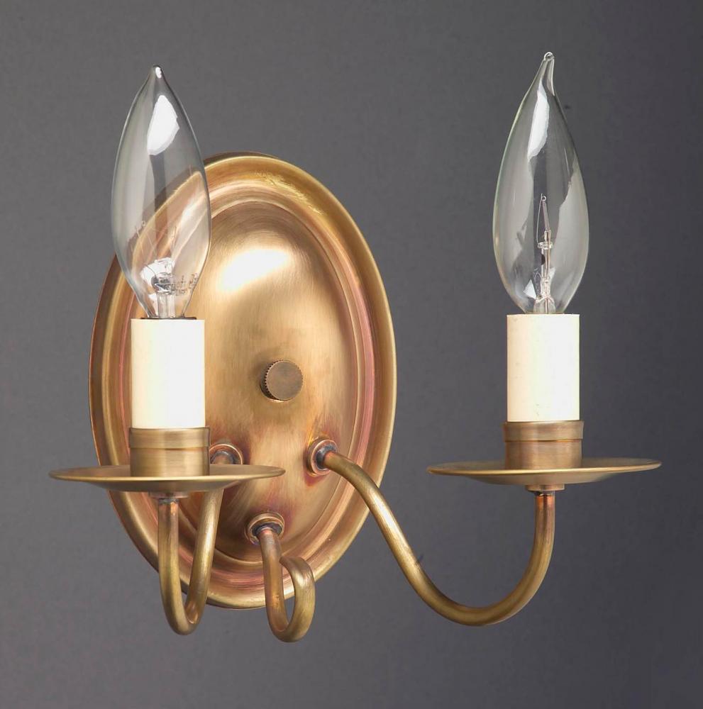 Wall Sconce 2 J-Arm Dark Brass 2 Candelabra Sockets