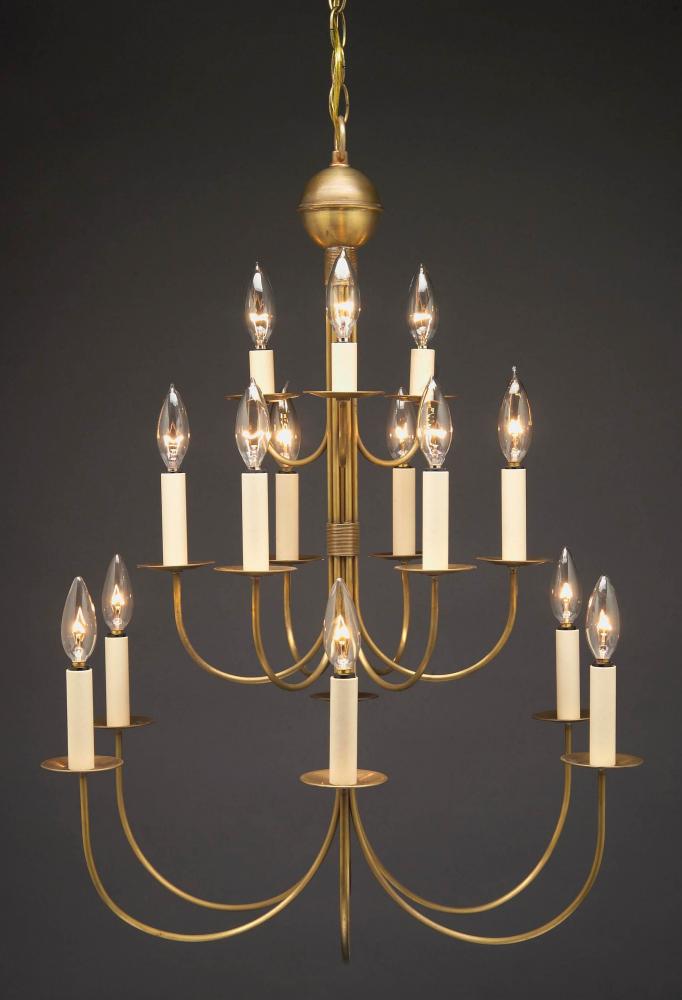 Hanging 3 Tier J-Arms Dark Antique Brass 15 Candel